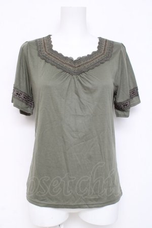 画像: axes femme / ハシゴレース使いインナープルオーバー M カーキ Y-26-03-09-035-AX-TO-SZ-ZY