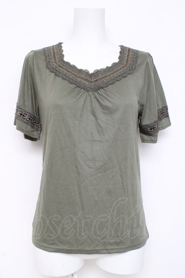 画像1: axes femme / ハシゴレース使いインナープルオーバー M カーキ Y-26-03-09-035-AX-TO-SZ-ZY (1)