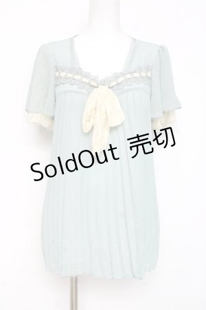 画像: axes femme / リボンプリーツブラウス  ミント Y-26-03-09-037-AX-BL-SZ-ZY