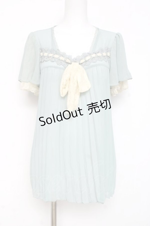 画像1: axes femme / リボンプリーツブラウス  ミント Y-26-03-09-037-AX-BL-SZ-ZY (1)