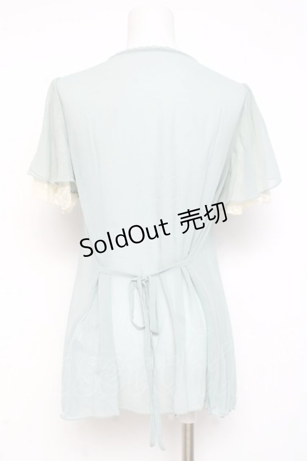 画像2: axes femme / リボンプリーツブラウス  ミント Y-26-03-09-037-AX-BL-SZ-ZY (2)