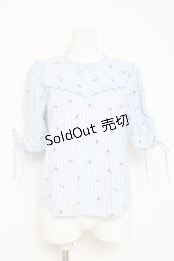 画像1: axes femme POETIQUE / ストライプローズブラウス M サックス Y-26-03-09-038-AX-BL-SZ-ZY (1)