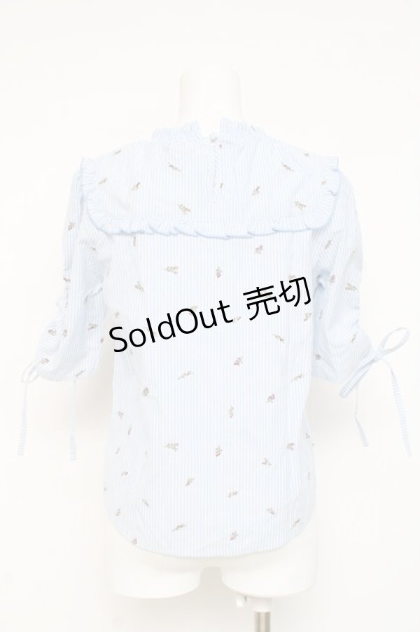 画像2: axes femme POETIQUE / ストライプローズブラウス M サックス Y-26-03-09-038-AX-BL-SZ-ZY (2)