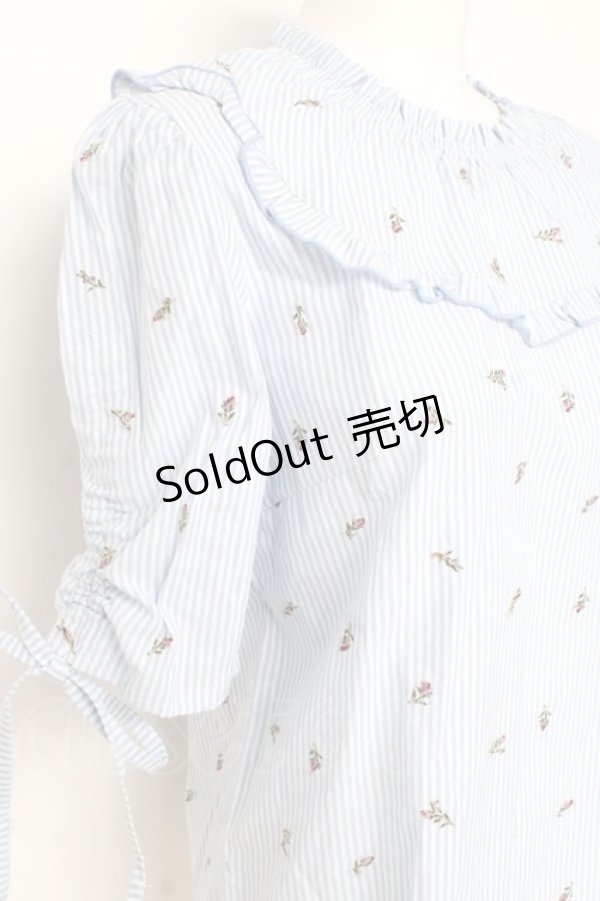 画像3: axes femme POETIQUE / ストライプローズブラウス M サックス Y-26-03-09-038-AX-BL-SZ-ZY (3)