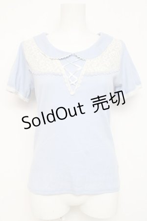 画像: axes femme / レース切替リブトップス M サックス Y-26-03-09-039-AX-TO-SZ-ZY