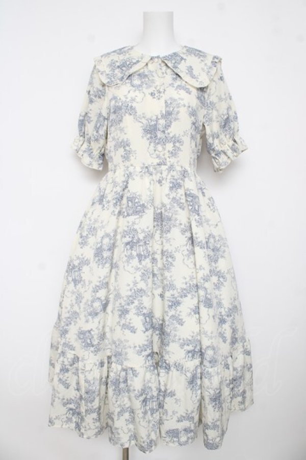 画像1: m petit by misako / トワルドジュイワンピース M 淡青 Y-26-03-11-039-LO-OP-SZ-ZY (1)