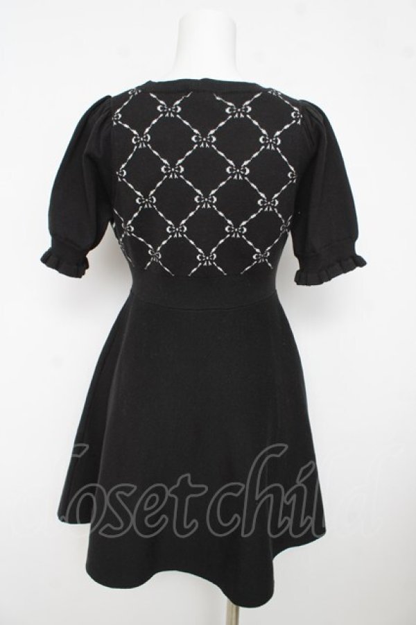 画像2: evelyn / リボン柄ニットワンピース  黒 Y-26-03-11-052-LO-OP-SZ-ZY (2)