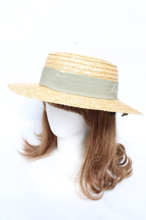 画像1: Fi.n.t / ロゴ刺繍リボンカンカン帽  ベージュ Y-26-03-11-004-CA-AC-SZ-ZY (1)