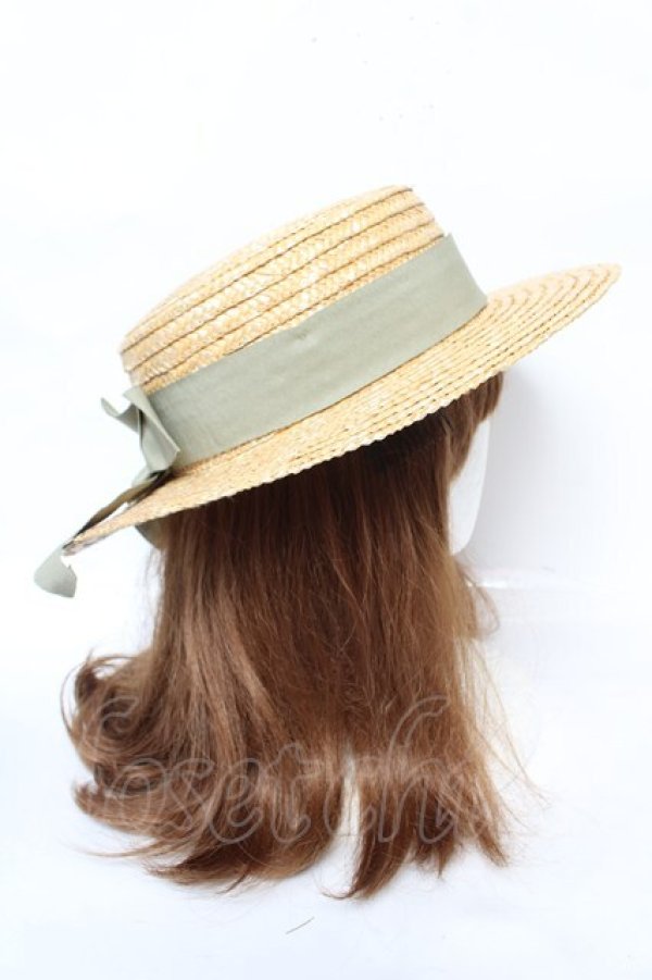 画像4: Fi.n.t / ロゴ刺繍リボンカンカン帽  ベージュ Y-26-03-11-004-CA-AC-SZ-ZY (4)