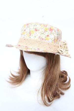画像: axes femme / コサージュ付フラワーハット  マルチ Y-26-03-11-005-AX-AC-SZ-ZY