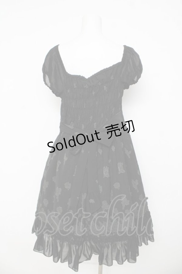 画像2: ATELIER PIERROT / オパール薔薇柄シャーリングワンピース  黒 Y-26-03-11-074-EL-OP-SZ-ZY (2)