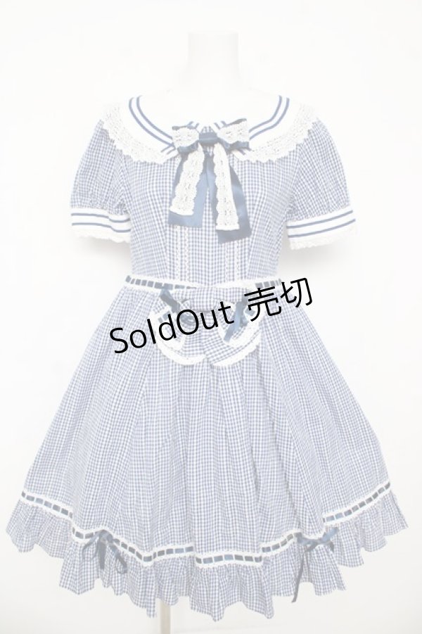 画像1: BABY, THE STARS SHINE BRIGHT / からみギンガムワンピース  ネイビー Y-26-03-11-075-BA-OP-AS-ZY (1)