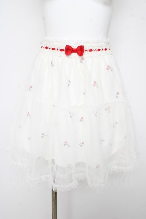 画像1: LIZ LISA / チェリー柄チュールスカート 0 白 Y-26-03-11-083-LO-SK-SZ-ZY (1)
