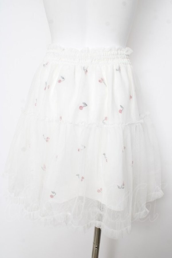 画像2: LIZ LISA / チェリー柄チュールスカート 0 白 Y-26-03-11-083-LO-SK-SZ-ZY (2)
