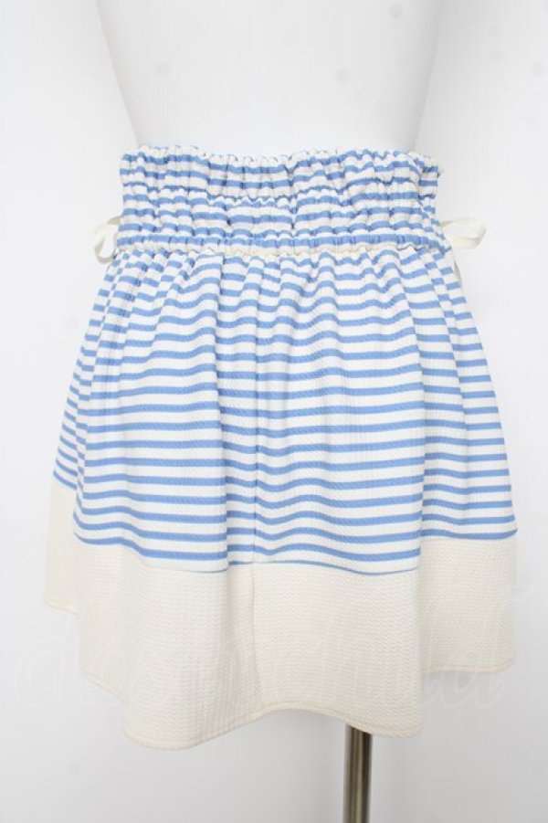画像2: LIZ LISA / 裾メッセージ刺繍ボーダースカパン 0 オフ×青 Y-26-03-11-084-LO-PA-SZ-ZY (2)