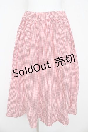 画像: Physical Drop / ハンドメイドギャザースカート(ギンガムチェック)  赤 Y-26-03-11-088-LO-SK-SZ-ZY