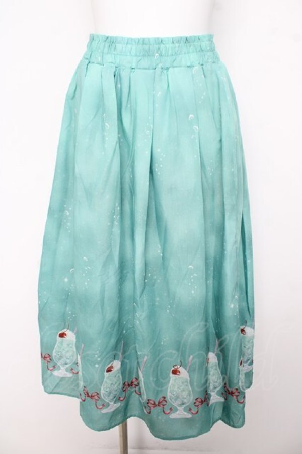 画像1: axes femme / クリームソーダ柄スカート  グリーン Y-26-03-11-090-AX-SK-SZ-ZY (1)