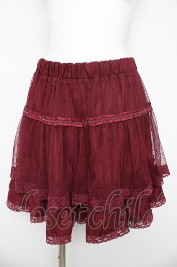 画像1: axes femme / ドットフロッキーチュールスカート M ワイン Y-26-03-11-092-AX-SK-SZ-ZY (1)
