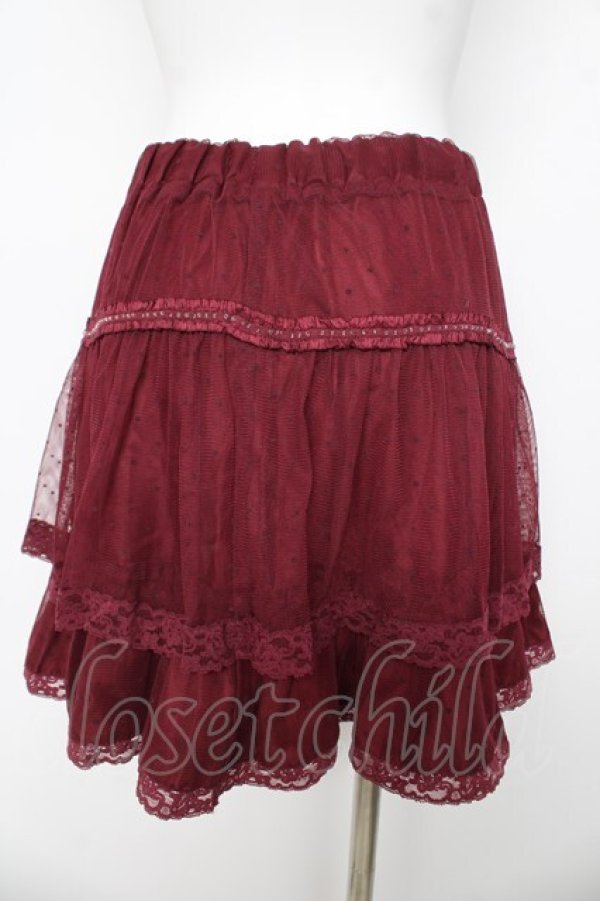 画像2: axes femme / ドットフロッキーチュールスカート M ワイン Y-26-03-11-092-AX-SK-SZ-ZY (2)