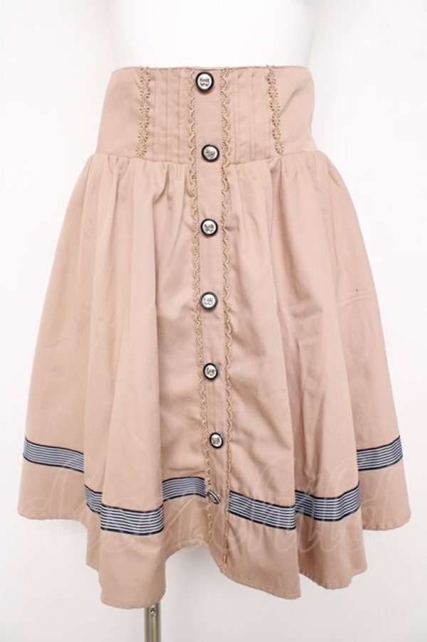 画像1: axes femme / マリンライン入りスカート M ベージュ Y-26-03-11-102-AX-SK-SZ-ZY (1)