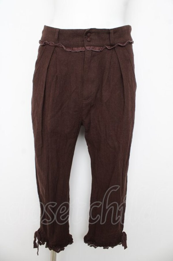 画像1: axes femme / 麻調クロップド丈パンツ M ブラウン Y-26-03-11-104-AX-PA-SZ-ZY (1)