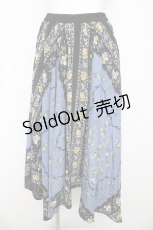 画像: axes femme / スカーフ風アシメスカート  ブルー Y-26-03-11-107-AX-SK-SZ-ZY