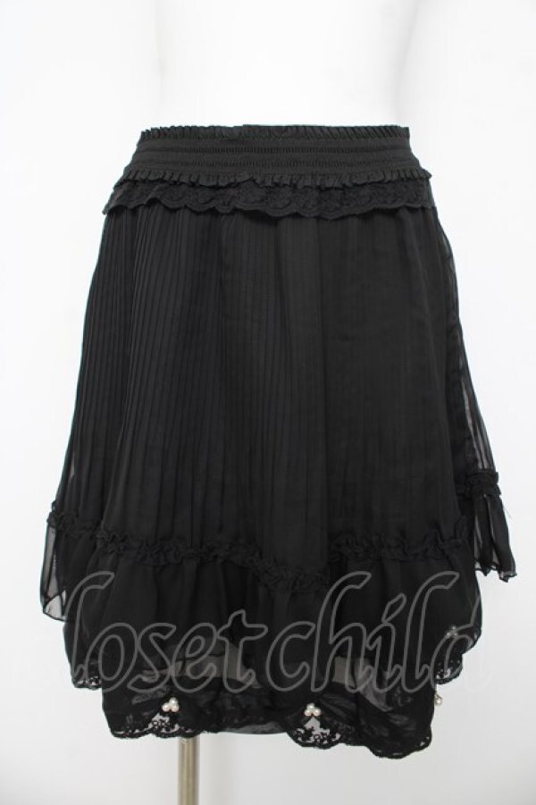 画像1: axes femme / 裾パールシフォンスカート M 黒 Y-26-03-11-110-AX-SK-SZ-ZY (1)