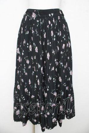 画像: axes femme / 花柄プリーツワイドパンツ M 黒 Y-26-03-11-111-AX-PA-SZ-ZY