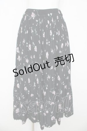 画像: axes femme / 花柄プリーツワイドパンツ M 黒 Y-26-03-11-111-AX-PA-SZ-ZY