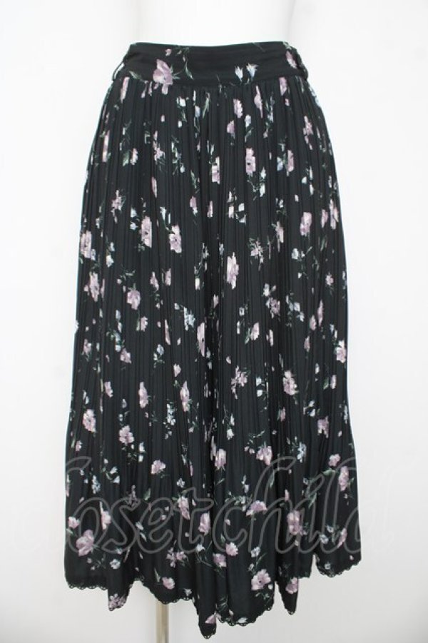 画像1: axes femme / 花柄プリーツワイドパンツ M 黒 Y-26-03-11-111-AX-PA-SZ-ZY (1)