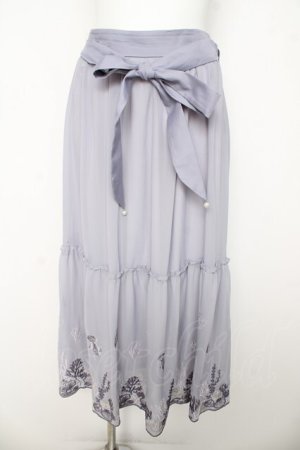 画像: axes femme / マリンフラワー裾刺繍スカート F サックス Y-26-03-11-113-AX-SK-SZ-ZY