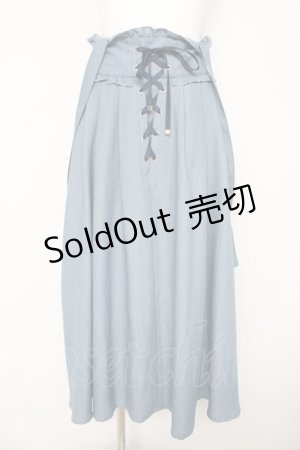 画像: axes femme / サス付レースアップロングスカート F サックス Y-26-03-11-114-AX-SK-SZ-ZY