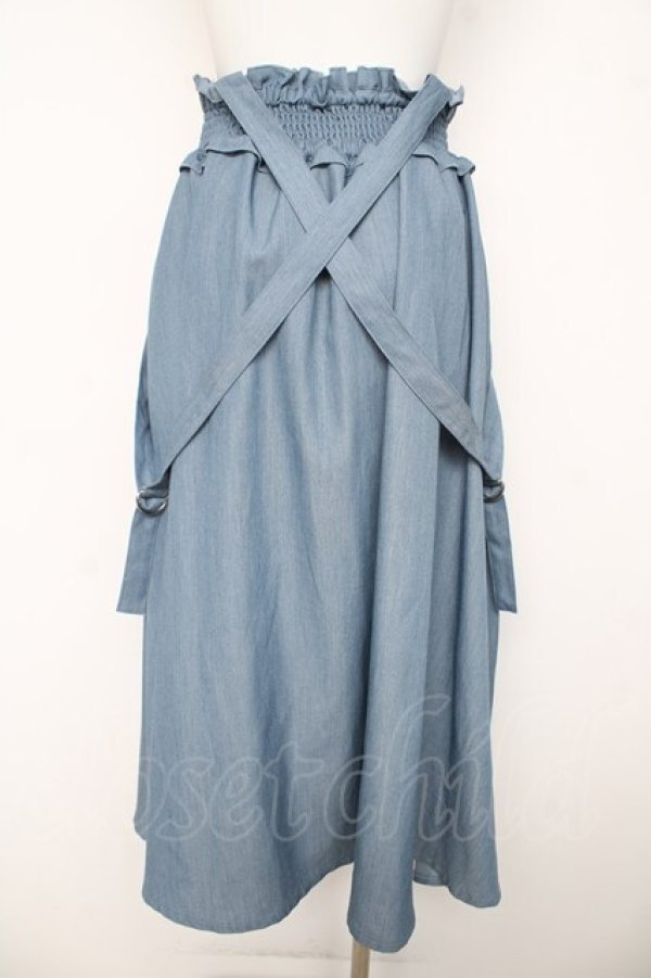 画像2: axes femme / サス付レースアップロングスカート F サックス Y-26-03-11-114-AX-SK-SZ-ZY (2)