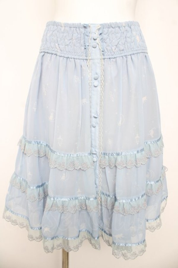 画像1: axes femme / ムーンキャットティアードスカート M サックス Y-26-03-11-117-AX-SK-SZ-ZY (1)