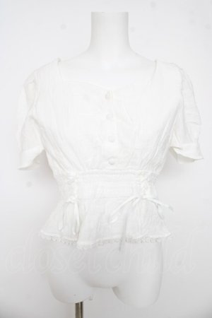 画像: LIZ LISA / レースアップパワショルトップス 0 白 Y-26-03-11-009-LO-TO-SZ-ZY