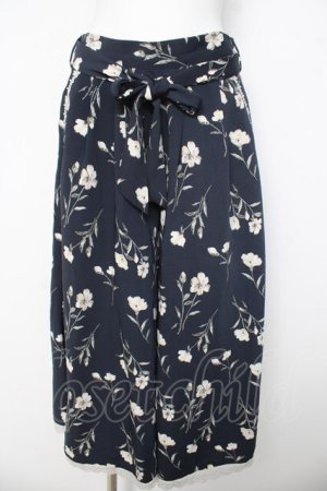 画像: axes femme / 裾レース花柄ワイドパンツ M 紺 Y-26-03-11-121-AX-PA-SZ-ZY