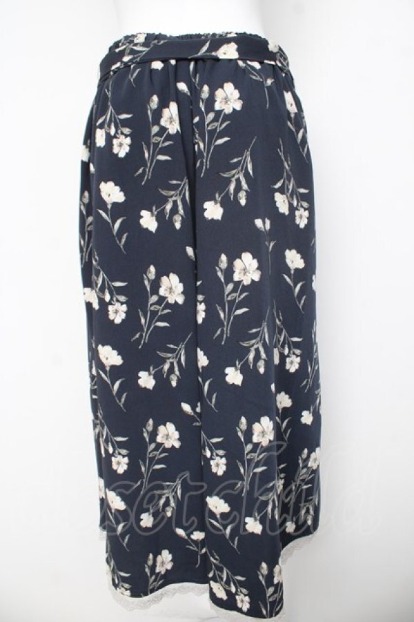 画像2: axes femme / 裾レース花柄ワイドパンツ M 紺 Y-26-03-11-121-AX-PA-SZ-ZY (2)