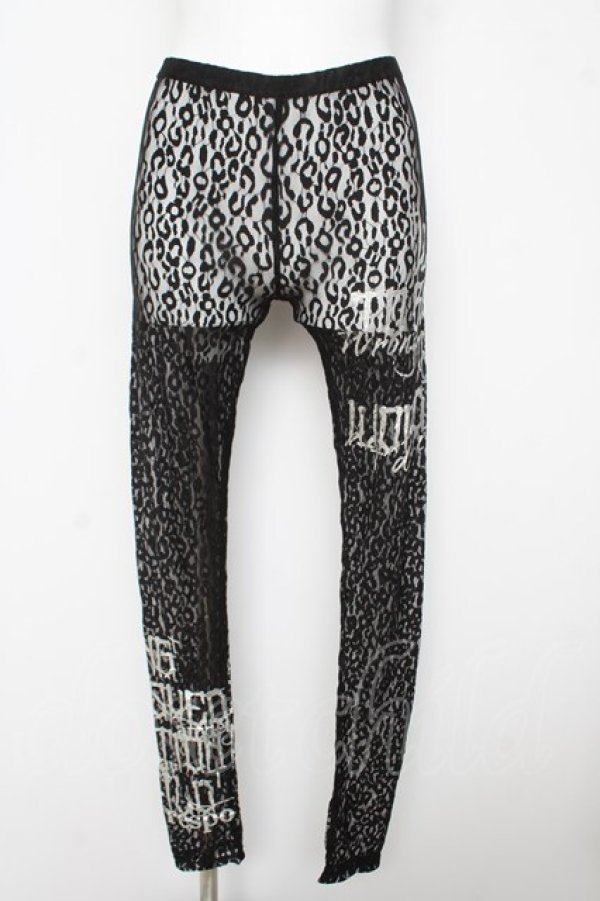 画像1: GHOST of HARLEM / プリント入りレオパードレースレギンス F 黒 Y-26-03-11-126-GL-PA-SZ-ZY (1)