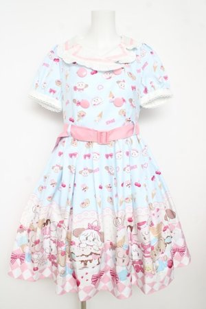 画像: axes femme kawaii / mikko illustration × axes femme KAWAII ダイナーカフェワンピース M サックス Y-26-03-11-024-AX-OP-SZ-ZY