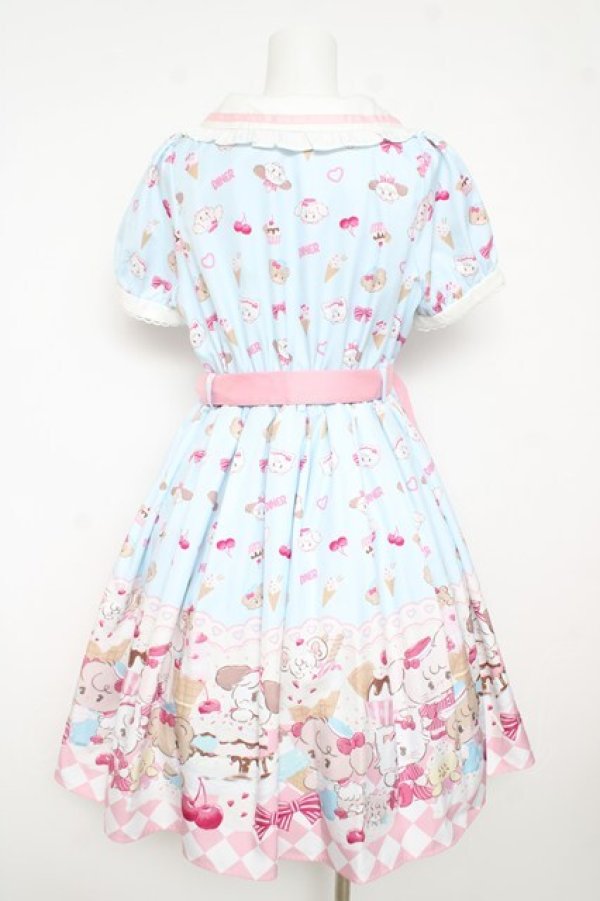 画像2: axes femme kawaii / mikko illustration × axes femme KAWAII ダイナーカフェワンピース M サックス Y-26-03-11-024-AX-OP-SZ-ZY (2)