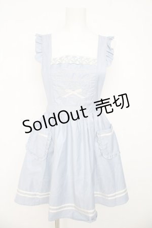 画像: Amavel / メッセージ&レリーフ刺繍入りエプロンドレスジャンスカ  サックス Y-26-03-11-030-CA-OP-SZ-ZY