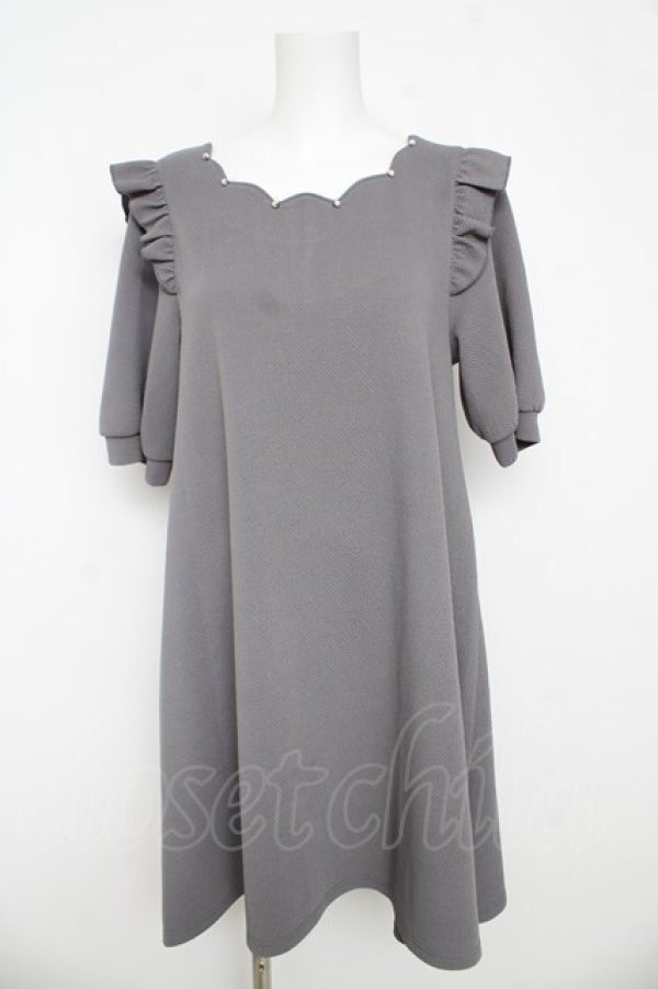 画像1: Amavel / スカラップパールふくれジャガードワンピース M グレー Y-26-03-11-031-CA-OP-SZ-ZY (1)