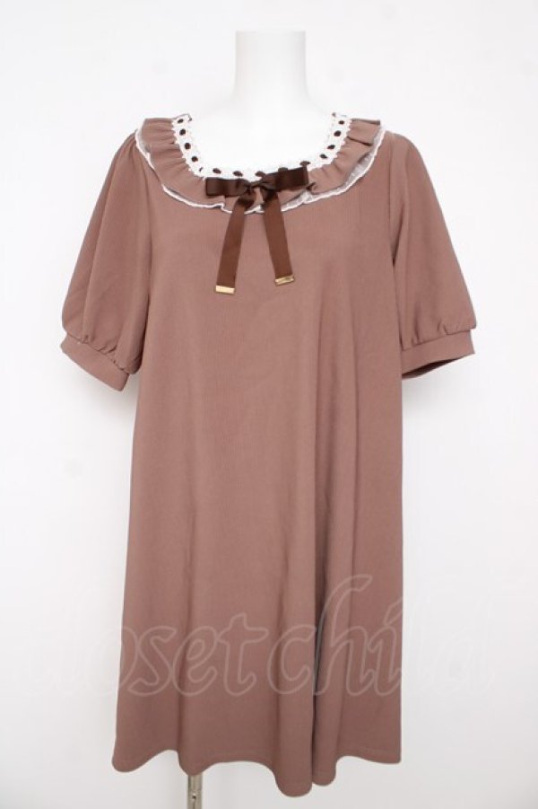 画像1: Amavel / バッククロス梯子レースワンピース M ブラウン Y-26-03-11-032-CA-OP-SZ-ZY (1)