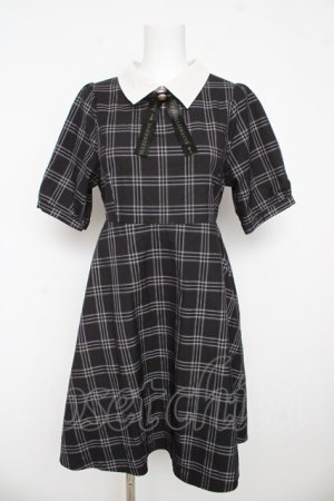 画像: Amavel / 配色チェックワンピース M 黒 Y-26-03-11-033-CA-OP-SZ-ZY