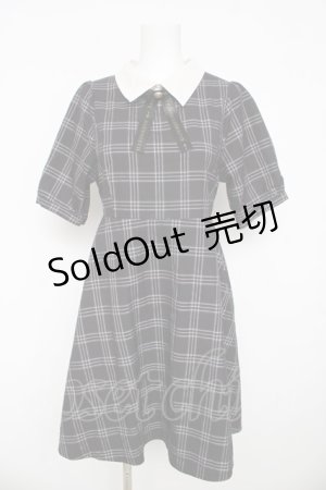画像: Amavel / 配色チェックワンピース M 黒 Y-26-03-11-033-CA-OP-SZ-ZY