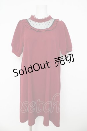 画像: Amavel / ドットチュール切替ふくれジャガードワンピース M ボルドー Y-26-03-11-034-CA-OP-SZ-ZY