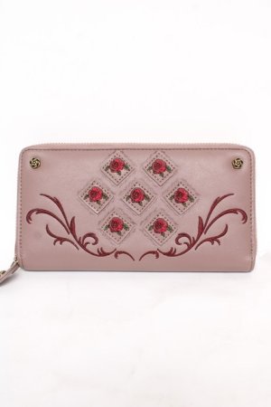 画像: axes femme / バラパッチワーク長財布  淡ピンク Y-26-03-12-022-AX-ZA-SZ-ZY