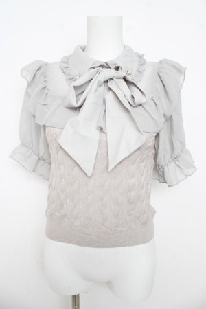 画像: evelyn / 襟付きシフォンニット  アイスグレイ Y-26-03-13-049-LO-TO-SZ-ZY