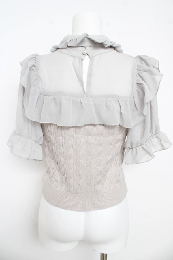 画像2: evelyn / 襟付きシフォンニット  アイスグレイ Y-26-03-13-049-LO-TO-SZ-ZY (2)