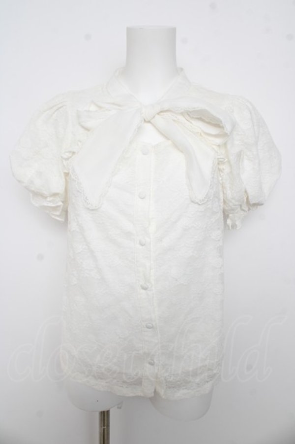 画像1: evelyn / チョーカーリボンレースTP  オフシロ Y-26-03-13-050-LO-BL-SZ-ZY (1)